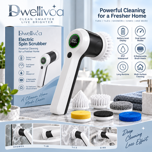Dwellivoa® Multi-Surface Electric Spin Scrubber
