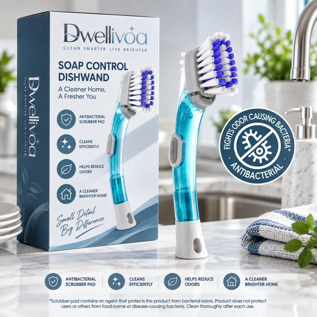 Dwellivoa® CleanFlow Soap Dispensing Dish Wand