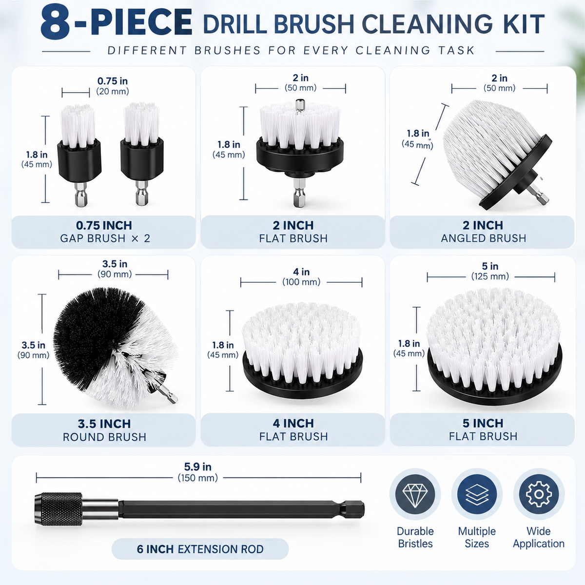 Dwellivoa® 8-Piece Power Scrub Brush Set