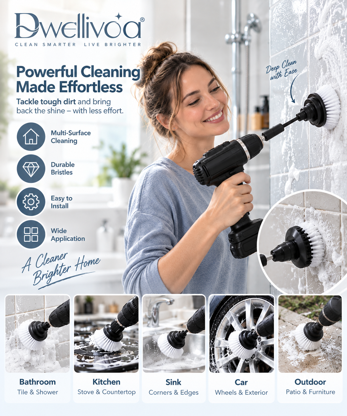 Dwellivoa® 8-Piece Power Scrub Brush Set