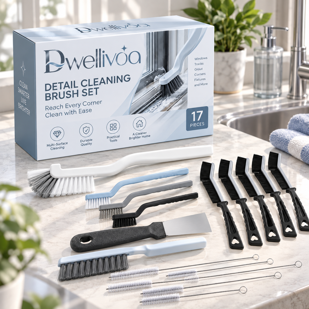 Dwellivoa® 15-Piece Detail Cleaning Brush Set