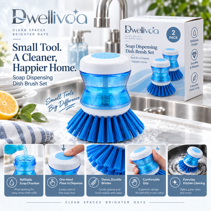 Dwellivoa® Press & Scrub Dish Brush Set